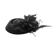 Pillbox Hat with Veil Vintage Fascinators for Women Tea Party One Size Black