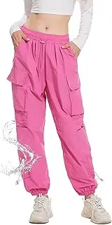 [FDKLOOK] Womens Baggy Cargo Pants Y2k Elastic Waisted Drawstring Parachute Pants with Multi Pockets