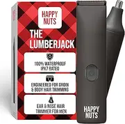 HAPPY NUTS The Lumberjack Electric Groin & Body Hair Trimmer for Men - Mens Body Groomer Kit for Privates - Smoothe Ball Shaver & Pubic Hair Trimmer (Graphite)