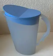 Tupperware 2 qt Slimline Impressions Pitcher Rocker Top Light Blue Rare New