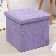 Hbluefat Folding Storage Ottoman Bench Footrest Seat Chest Coffee Table Toy Box for Living Room Hallway,Linen-Look Fabric (Purple2, 55L)