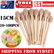 UP 100X 15cm Wooden Honey Dipper Mini Wood Stirring Rod Stick Spoon Dip Drizzler