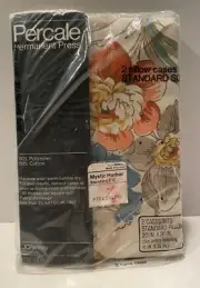 JCPenney Percale Permanent Press Mystic Harbor 2 Pillow Cases 70s Floral