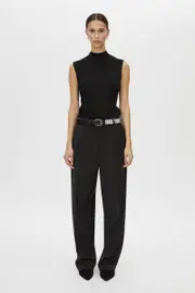 Corinthian Straight Leg Wool Pant in Black - CAMILLA AND MARC® C&M