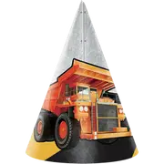 Big Dig Construction Cone Shaped Party Hats 8pk