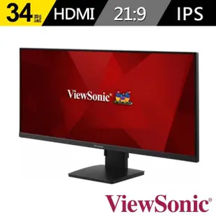 【ViewSonic 優派】VA3456-MHDJ 34型 IPS WQHD 21:9 60Hz 護眼電腦螢幕(內建喇叭/可旋轉/升降腳架/4ms)