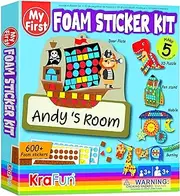 KRAFUN My First Mosaic Sticker Kit, 5 No Mess Crafting Arts and Crafts for Kids, Animal Craft Kits & Supplies, DIY 600pcs Felt Sticker Creative Activity, Gifts for Boys Ages 3-8