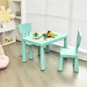 Costway3 Pieces Kids Table Set with 2 Chairs for Reading-Green