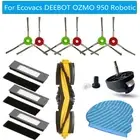 Main/Side Brush HEPA Filter Screen Cloth Kit for Ecovacs DEEBOT OZMO 950 Robotic