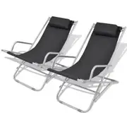 Reclining Deck Chairs 2 pcs Steel Black