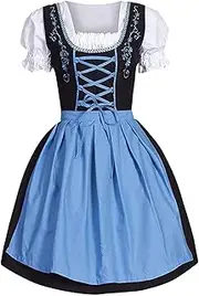 [Generic] Women Dresses with Faux Leather Detail Neck Apron Oktoberfest Beer Girl Costume Plus Size Dresses Teens