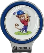 Pitchfix Golf Hat Clip ROYAL with 2 Tiger Woods Ball Marker