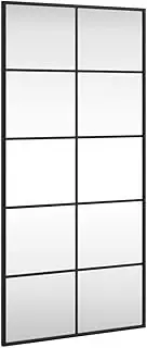 vidaXL Rectangular Wall-Mounted Mirror – Black Iron Framed Decorative Mirror for Bedroom, Living Room, Hallway, Bathroom - Contemporary Minimalist Design - 50x100 cm