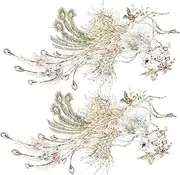 Hohopeti 2pcs Peacock Embroidery Cloth Patch Sewing Patch Fabric Fabric Stickers Embroidered for Embroidery Style Clothes Sewing Embroidered Applique Polyester Sequins