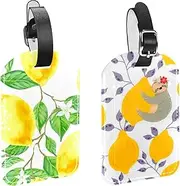 [WOSHJIUK] Luggage Tags,2 Pack Labels Suitcase Tags,Lemon and Sloth,Luggage Tags Privacy Protection Travel Bag Tag