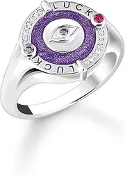 [Thomas Sabo] TR2438-390-13 Women's Signet Ring Eye with Cold Enamel and Colourful Stones Blackened Silver 925 Sterling Silver Blackened Cold Enamel