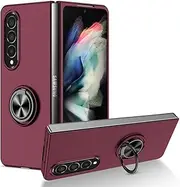 for Samsung Galaxy Z Fold 5 4 Case Magnet Ring Kickstand Bracket Back Cover Case for Galaxy Z Fold 3 1 2 5G,Claret,for Galaxy Z Fold 5