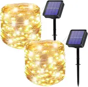 2 Pack] 12M/40FT 120 LED Solar Fairy String Lights Outdoor Solar Lighting IP65 Waterproof for Home Garden Patio Wedding Party Xmas (Warm White)