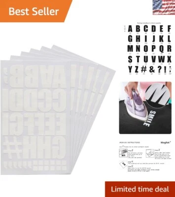 Versatile 2-Inch Flock Letters - 6 Durable White Iron-On Sheets for T-Shirts