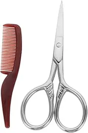 FRCOLOR 2 Sets Beard Care Professional Beard Trimming Scissors and Comb Kit with Case for Travel for Grooming Nose Hair Eyebrows and Detailing