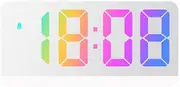 Lancoon Digital Alarm Clock, Dazzling LED Screen with Standing Hanging Colorful Temperature Date Time Plug in Battery Supply for Bedroom Living Room