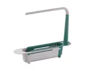 Wash rack retractable drainrack vegetable basket storage Kitchen -Green