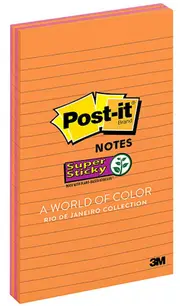 Post-It Lined Super Sticky Notes Rio De Janeiro 127 x 203mm 4-Pack