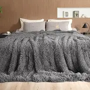 Pawque Luxury Faux Fur Throw Blanket Super Soft Oversized Throw Blankets, 90x108 inches, Decorative Blankets for Sofa Couch Bed Chair Photo Props, Breathable & Washable, Grey