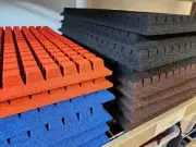 Two JBL L100 Burnt Orange Quadrex Foam Inserts - JBL Badges