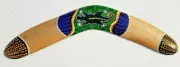 ABORIGINAL STYLE PAINTED BOOMERANG - GECKO