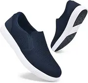[konhill] Men's Slip on Shoes - Casual Arch Support Walking Loafers Slip-on Mesh Knit Sneakers Memory Foam Driving Work Skate Shoes Slip Resistant Shoes