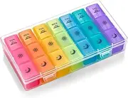 Weekly Pill Organizer Case – 3-Times-a-Day Pill Box - Large Plastic Dispenser with 7-Daily Morning Noon & Night Compartments for Pills, Supplements, Fish Oils and Vitamins