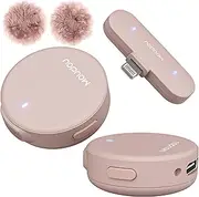 mini Microphone for iPhone Wireless lavalier mic Podcast lav Noise Cancelling Reduction Lapel Tiny Microphone for Video Recording Android Interview Vlog YouTube Tiktok (Lightning, Pink)