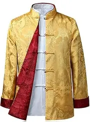 [MOOCO MORNING] Tang Suit Chinese Shirt Style Jacket Collar Traditional Chinese Clothing for Men Silk Kungfu Cheongsam Top Hanfu Men Both Sides