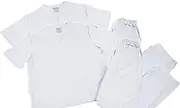 [Natural Uniforms] Women's Scrub Set - Medical Scrub Top and Pant, 2-Pack White, Small
