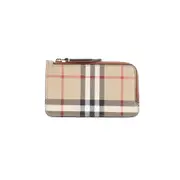 [Burberry] Burberry-Beige Somerset Zipper Leather Card Case-Donna OS OS
