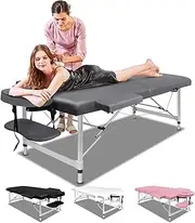 ALFORDSON Portable Massage Table 2 Fold 55cm Wide Foldable Aluminium Beauty SPA Table Treatment Waxing Adjustable Massage Bed Desk (Grey)