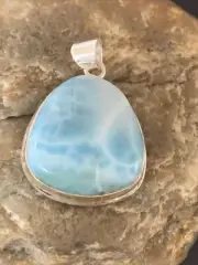 Womens Blue Larimar Navajo Sterling Silver Pendant 10831