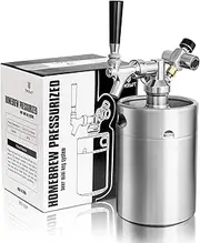 TMCRAFT 64oz Pressurized Mini Keg Growler, Portable Stainless Steel Home Keg Kit System with Updated Co2 Regulator Keeps Fresh and Carbonation for Homebrew, Craft and Draft Beer