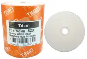 100 Titan Brand 52X Glossy White Inkjet HUB Printable CD-R CDR Disc 700MB