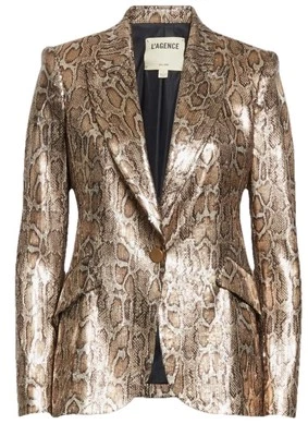 NWT L'AGENCE Chamberlain Sequin Snake Print Blazer size 6