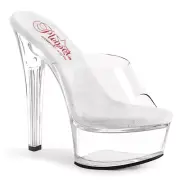Wide Width Pleaser Gleam-601 Sexy Platform Clear Sandals