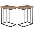 Home Square 2-Piece 18" Rectangle Industrial C Side Table Set in Natural