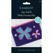 Camelot Dots Diamond Art Kit 7.5"X4.75"-Butterfly Zip Pouch (Pack of 1)
