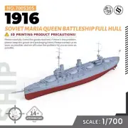 SSMODEL 1/700 Military Model Kit Soviet Maria Queen Battleship 1916 Full Hull