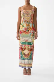 SQUARE NECK BEACH MAXI DRESS WITH LOW BACK AROMATIC TIGER FLOWER