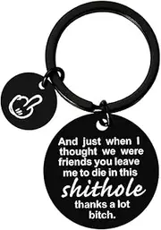[YangQian] Coworker Leaving Gifts for Women Coworker Keychain Gifts for Coworkers Colleagues Going Away Gift Ideas for Coworker And Just When I Thought We Were Friends Keychain Engraved