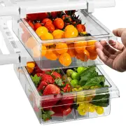Sorbus Pull Out Fridge Drawer, 2 Attachable Deli Drawer with Adjustable Dividers