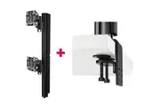 Atdec AWMS-2-LTHT75 Heavy Duty Dual Mount + 750mm Post / 18kg (40lb) Flat Screens, 12kg (26.5lb) Curved Screens + Heavy-Duty FClamp Desk Fixing, Black