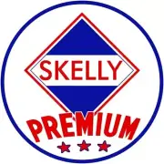 Skelly Oil Co. Premium Gasoline New Steel Sign: 24" Dia. Round Made in USA